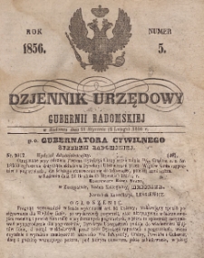 Dziennik Urzędowy Gubernii Radomskiej, 1856, nr 5