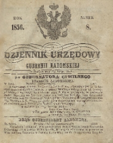 Dziennik Urzędowy Gubernii Radomskiej, 1856, nr 8