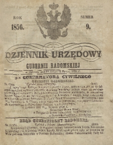 Dziennik Urzędowy Gubernii Radomskiej, 1856, nr 9