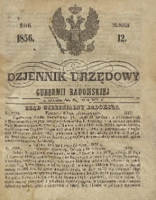 Dziennik Urzędowy Gubernii Radomskiej, 1856, nr 12