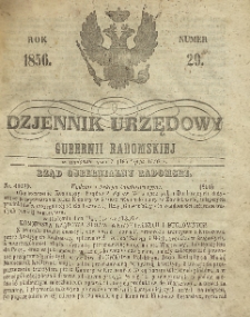 Dziennik Urzędowy Gubernii Radomskiej, 1856, nr 29