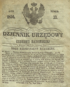 Dziennik Urzędowy Gubernii Radomskiej, 1856, nr 33