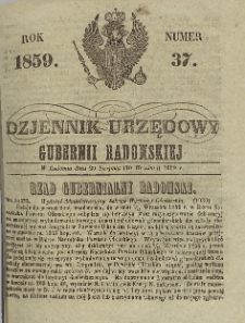 Dziennik Urzędowy Gubernii Radomskiej, 1859, nr 37