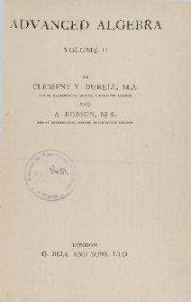 Advanced Algebra : Volume II