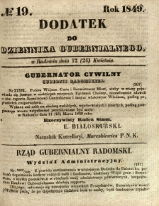 Dodatek do Dziennika Gubernialnego, 1849, nr 19