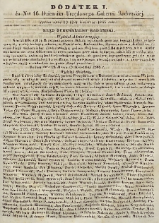 Dziennik Urzędowy Gubernii Radomskiej, 1865, nr 16, dod. I