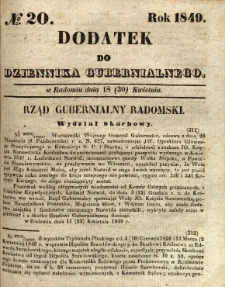 Dodatek do Dziennika Gubernialnego, 1849, nr 20
