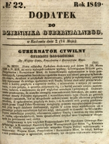 Dodatek do Dziennika Gubernialnego, 1849, nr 22