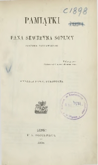 Pamiątki Pana Seweryna Soplicy Cześnika Parnawskiego