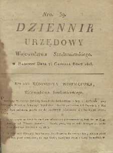 Dziennik Urzędowy Województwa Sandomierskiego, 1817, nr 39