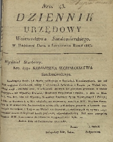 Dziennik Urzędowy Województwa Sandomierskiego, 1817, nr 43