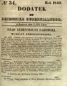 Dodatek do Dziennika Gubernialnego, 1849, nr 34