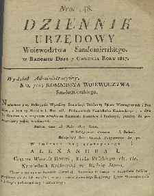 Dziennik Urzędowy Województwa Sandomierskiego, 1817, nr 48