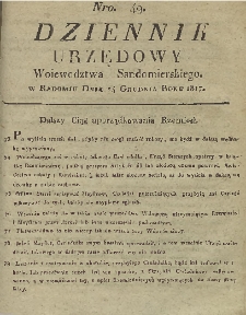 Dziennik Urzędowy Województwa Sandomierskiego, 1817, nr 49