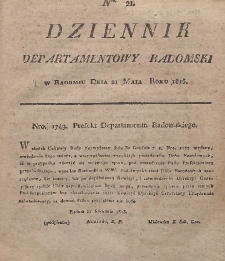 Dziennik Departamentowy Radomski, 1815, nr 21