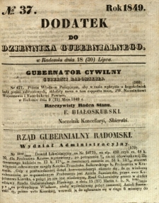 Dodatek do Dziennika Gubernialnego, 1849, nr 37