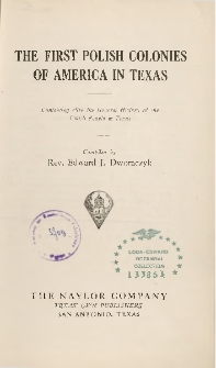 The first Polish colonies of America in Texas