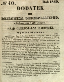 Dodatek do Dziennika Gubernialnego, 1849, nr 40