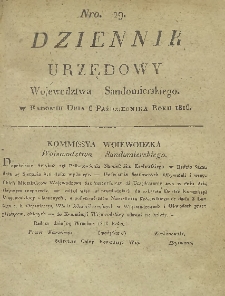 Dziennik Urzedowy Województwa Sandomierskiego, 1816, nr 29