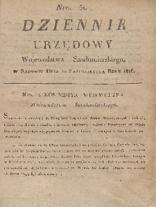 Dziennik Urzedowy Województwa Sandomierskiego, 1816, nr 31