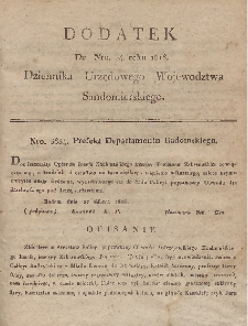 Dziennik Urzedowy Województwa Sandomierskeigo, 1816, nr 34, dod.