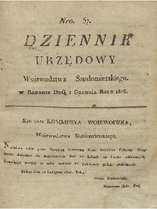 Dziennik Urzedowy Województwa Sandomierskiego, 1816, nr 37