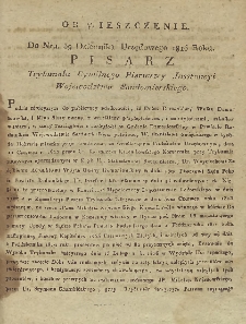 Dziennik Urzedowy Województwa Sandomierskiego, 1816, nr 39, obwieszczenie