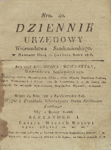 Dziennik Urzedowy Województwa Sandomierskiego, 1816, nr 40