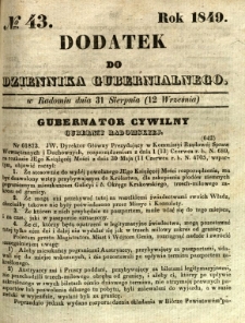 Dodatek do Dziennika Gubernialnego, 1849, nr 43