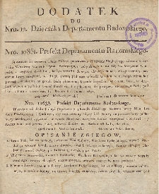 Dziennik Departamentowy Radomski, 1811, nr 12, dod.
