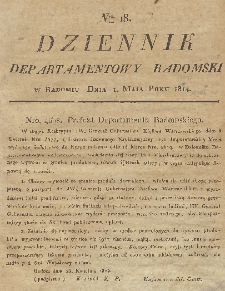 Dziennik Departamentowy Radomski, 1814, nr 18