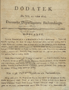 Dziennik Departamentowy Radomski, 1814, nr 20, dod.