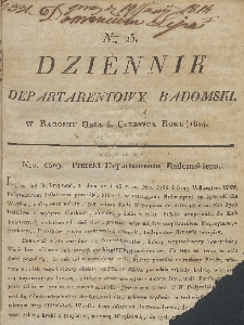 Dziennik Departamentowy Radomski, 1814, nr 23