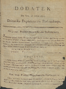 Dziennik Departamentowy Radomski, 1814, nr 23, dod.