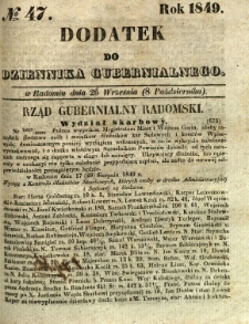 Dodatek do Dziennika Gubernialnego, 1849, nr 47
