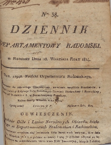 Dziennik Departamentowy Radomski, 1814, nr 38