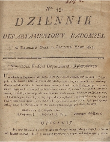 Dziennik Departamentowy Radomski, 1814, nr 49