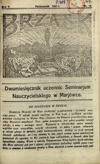 Brzask: Dwumiesięcznik uczennic Seminarium Nauczycielskiego w Mari&oacute;wce, 1927, R. 5, nr 14