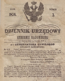 Dziennik Urzędowy Gubernii Radomskiej, 1856, nr 3