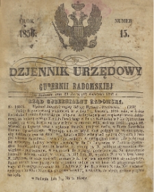 Dziennik Urzędowy Gubernii Radomskiej, 1856, nr 15