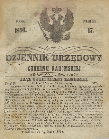 Dziennik Urzędowy Gubernii Radomskiej, 1856, nr 17