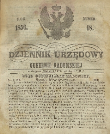 Dziennik Urzędowy Gubernii Radomskiej, 1856, nr 18