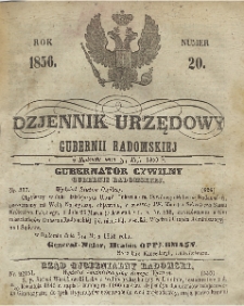 Dziennik Urzędowy Gubernii Radomskiej, 1856, nr 20