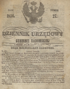 Dziennik Urzędowy Gubernii Radomskiej, 1856, nr 27