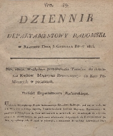 Dziennik Departamentowy Radomski, 1815, nr 49