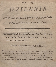 Dziennik Departamentowy Radomski, 1815, nr 49