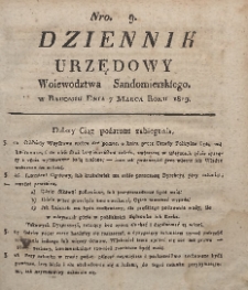 Dziennik Urzędowy Województwa Sandomierskiego, 1819, nr 9