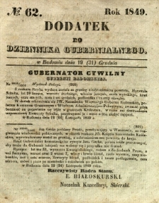 Dodatek do Dziennika Gubernialnego, 1849, nr 62