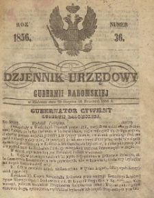 Dziennik Urzędowy Gubernii Radomskiej, 1856, nr 36