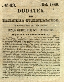 Dodatek do Dziennika Gubernialnego, 1849, nr 63